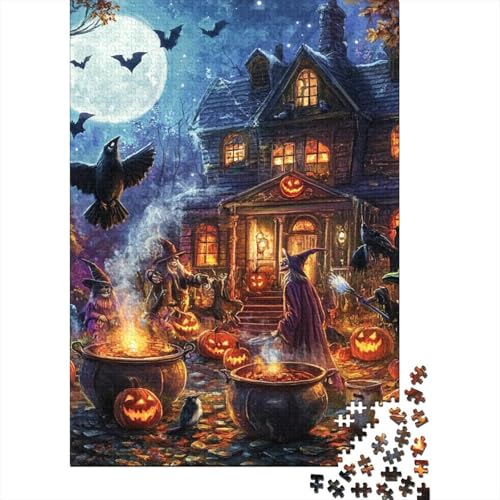 Halloween-Dorf Puzzle 1000-teilige Schwer Puzzle Spielzeug Pädagogisches Spiel Impossible Herausforderung Spielzeug Für Erwachsene Kinder 1000pcs (75x50cm) von RJAVAGFZL