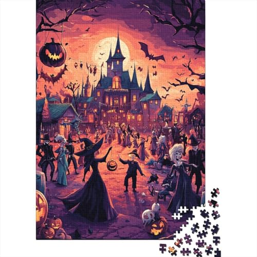 Halloween-Dorf Puzzle 1000-teilige Schwer Puzzle Spielzeug Pädagogisches Spiel Impossible Herausforderung Spielzeug Für Erwachsene Und Kinder Ab 12 Jahren 1000pcs (75x50cm) von RJAVAGFZL