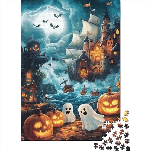 Halloween-Dorf Puzzle 1000-teilige Schwer Puzzle Spielzeug Pädagogisches Spiel Impossible Herausforderung Spielzeug Für Erwachsene Und Kinder Ab 14 Jahren 1000pcs (75x50cm) von RJAVAGFZL