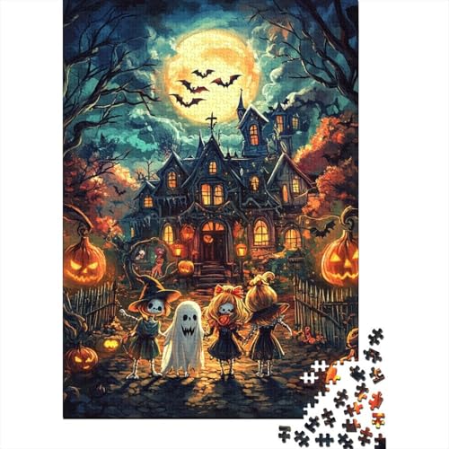 Halloween-Dorf Puzzle 1000-teilige Schwer Puzzle Spielzeug Pädagogisches Spiel Impossible Herausforderung Spielzeug Für Erwachsene Und Kinder Ab 14 Jahren 1000pcs (75x50cm) von RJAVAGFZL
