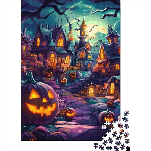 Halloween-Dorf Puzzle 1000-teilige Schwer Puzzle Spielzeug Pädagogisches Spiel Impossible Herausforderungsspielzeug Für Erwachsene Und Kinder in Bewährter 1000pcs (75x50cm) von RJAVAGFZL