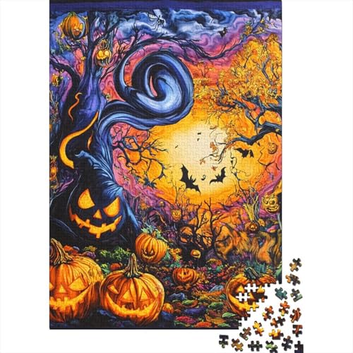 Halloween-Dorf Puzzles 1000 Teile Schwer Puzzle Spielzeug Lernspiel Impossible Herausforderung Spielzeug Für Erwachsene Kinder 1000pcs (75x50cm) von RJAVAGFZL