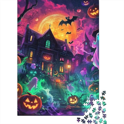 Halloween-Dorf Puzzles 1000 Teile Schwer Puzzle Spielzeug Lernspiel Impossible Herausforderung Spielzeug Für Erwachsene Und Kinder in Bewährter 1000pcs (75x50cm) von RJAVAGFZL