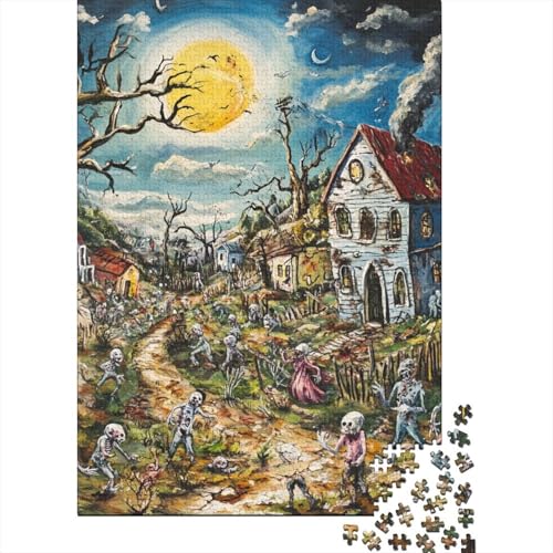 Halloween-Dorf Puzzles 1000 Teile Schwer Puzzle Spielzeug Pädagogisches Spiel Impossible Herausforderung Spielzeug Für Erwachsene Kinder 1000pcs (75x50cm) von RJAVAGFZL