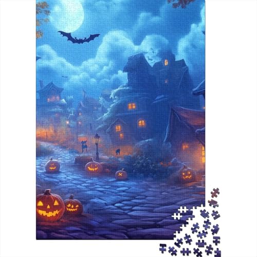 Halloween-Dorf Puzzles 1000 Teile Schwer Puzzle Spielzeug Pädagogisches Spiel Impossible Herausforderungsspielzeug Für Erwachsene Und Kinder Ab 12 Jahren 1000pcs (75x50cm) von RJAVAGFZL