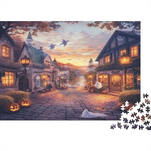 Halloween Village Puzzlespiel 1000 Teile Jigsaw Puzzle 1000 Puzzle FüR Erwachsene Kinder Senioren Erwachsenen Puzzlespiel Puzzel 1000pcs (75x50cm) von RJAVAGFZL