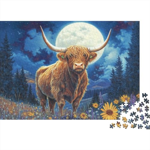 Hochlandrinder Puzzle 1000 Teile,für Erwachsene, Impossible Puzzle,farbenfrohes Legespiel,Geschicklichkeitsspiel Für Die Ganze Familie,Erwachsenenpuzzle Puzzel 1000pcs (75x50cm) von RJAVAGFZL
