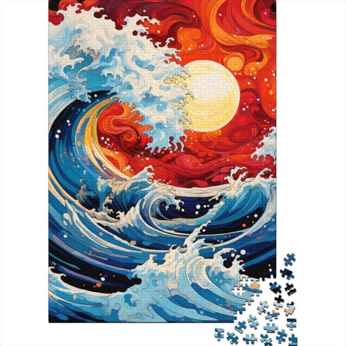 Japanische Wellen Puzzles 1000 Teile Schwer Puzzle Spielzeug Pädagogisches Spiel Impossible Herausforderungsspielzeug Für Erwachsene Kinder 1000pcs (75x50cm) von RJAVAGFZL