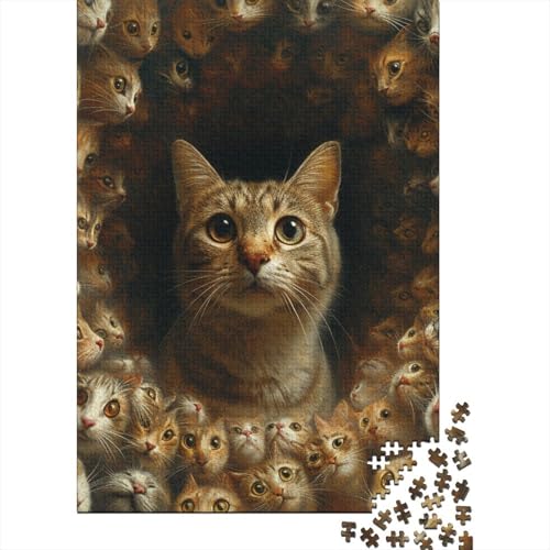 Katze Alles Puzzles 1000 Teile Schwer Puzzle Spielzeug Pädagogisches Spiel Impossible Herausforderung Spielzeug Für Erwachsene Kinder 1000pcs (75x50cm) von RJAVAGFZL