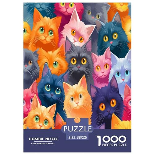 Katze Puzzles 1000 Teile Schwer Puzzle Spielzeug Lernspiel Impossible Herausforderungsspielzeug Für Erwachsene Und Kinder Ab 14 Jahren 38x26cm/1000pcs von RJAVAGFZL