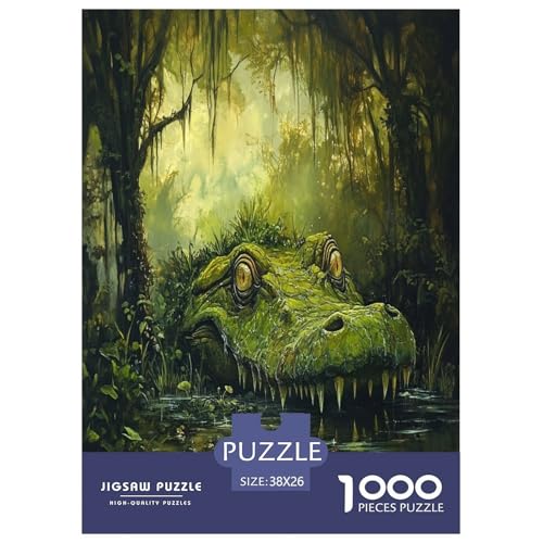 Krokodil Puzzles 1000 Teile Schwer Puzzle Spielzeug Pädagogisches Spiel Impossible Herausforderung Spielzeug Für Erwachsene Kinder 38x26cm/1000pcs von RJAVAGFZL
