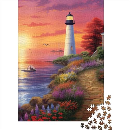 Küste Leuchtturms Puzzle 1000-teilige Schwer Puzzle Spielzeug Lernspiel Impossible Herausforderung Spielzeug Für Erwachsene Und Kinder Ab 14 Jahren 1000pcs (75x50cm) von RJAVAGFZL