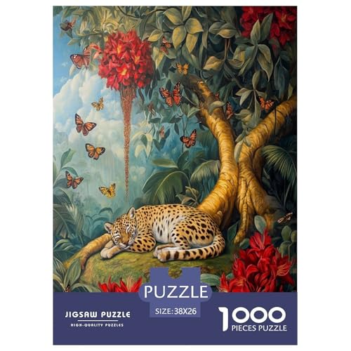 Leopard Puzzles 1000 Teile Schwer Puzzle Spielzeug Lernspiel Impossible Herausforderungsspielzeug Für Erwachsene Und Kinder Ab 12 Jahren 38x26cm/1000pcs von RJAVAGFZL