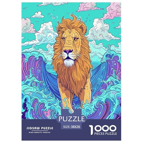 Löwen Puzzle 1000 Teile Schwer Puzzle Spielzeug Lernspiel Impossible Herausforderungsspielzeug Für Erwachsene Und Kinder Ab 12 Jahren 38x26cm/1000pcs von RJAVAGFZL