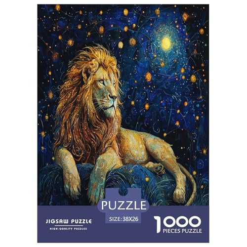 Löwen Puzzle 1000 Teile Schwer Puzzle Spielzeug Pädagogisches Spiel Impossible Herausforderungsspielzeug Für Erwachsene Kinder 38x26cm/1000pcs von RJAVAGFZL