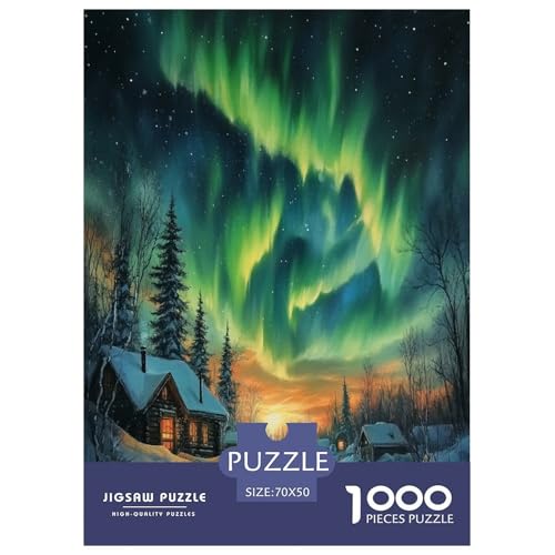 Nordlichter Puzzle 1000-teilige Schwer Puzzle Spielzeug Pädagogisches Spiel Impossible Herausforderungsspielzeug Für Erwachsene Kinder 70x50cm/1000pcs von RJAVAGFZL
