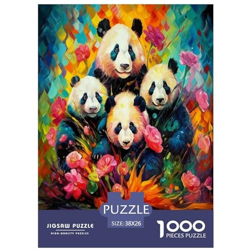 Ölmalerei Panda Puzzles 1000 Teile Schwer Puzzle Spielzeug Lernspiel Impossible Herausforderung Spielzeug Für Erwachsene Kinder 38x26cm/1000pcs von RJAVAGFZL