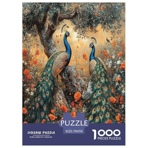 Pfauen Puzzle 1000-teilige Schwer Puzzle Spielzeug Pädagogisches Spiel Impossible Herausforderungsspielzeug Für Erwachsene Kinder 70x50cm/1000pcs von RJAVAGFZL