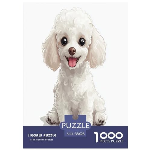 Poodle Puzzle 1000-teilige Schwer Puzzle Spielzeug Pädagogisches Spiel Impossible Herausforderungsspielzeug Für Erwachsene Kinder 38x26cm/1000pcs von RJAVAGFZL