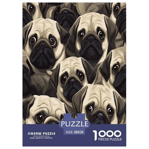 Pug Puzzle 1000 Teile Schwer Puzzle Spielzeug Lernspiel Impossible Herausforderungsspielzeug Für Erwachsene Und Kinder Ab 14 Jahren 38x26cm/1000pcs von RJAVAGFZL