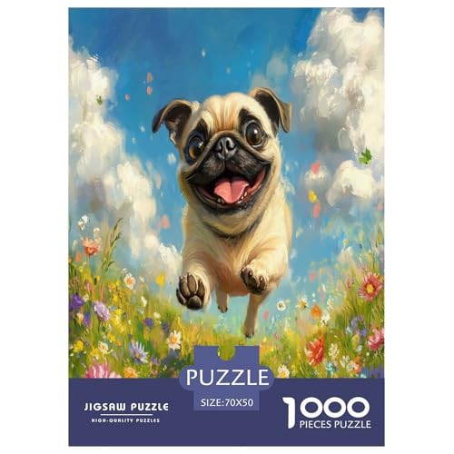 Pug Puzzle 1000 Teile Schwer Puzzle Spielzeug Pädagogisches Spiel Impossible Herausforderung Spielzeug Für Erwachsene Kinder 70x50cm/1000pcs von RJAVAGFZL