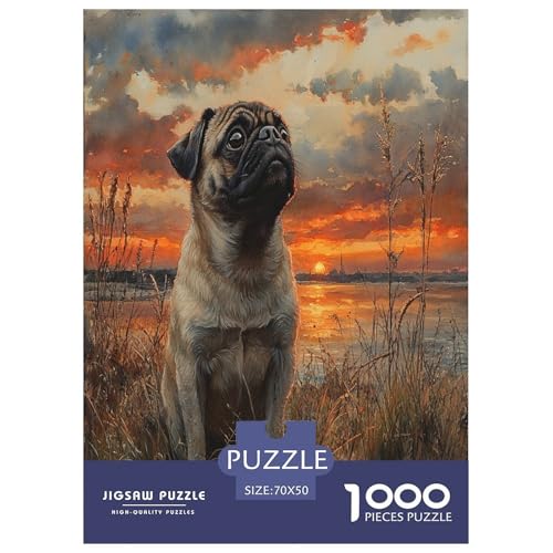 Pug Puzzle 1000-teilige Schwer Puzzle Spielzeug Pädagogisches Spiel Impossible Herausforderungsspielzeug Für Erwachsene Kinder 70x50cm/1000pcs von RJAVAGFZL