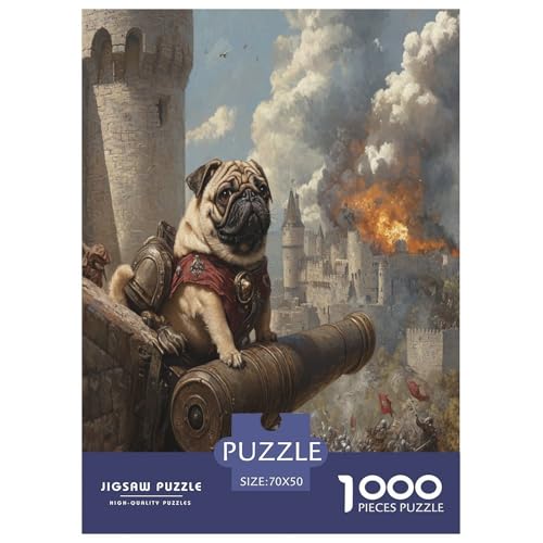 Pug Puzzle 1000-teilige Schwer Puzzle Spielzeug Pädagogisches Spiel Impossible Herausforderungsspielzeug Für Erwachsene Und Kinder in Bewährter 70x50cm/1000pcs von RJAVAGFZL