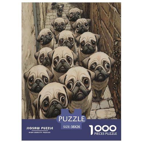 Pug Puzzles 1000 Teile Schwer Puzzle Spielzeug Lernspiel Impossible Herausforderungsspielzeug Für Erwachsene Und Kinder Ab 12 Jahren 38x26cm/1000pcs von RJAVAGFZL
