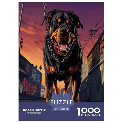 Rottweiler Puzzle 1000 Teile Schwer Puzzle Spielzeug Lernspiel Impossible Herausforderung Spielzeug Für Erwachsene Kinder 70x50cm/1000pcs von RJAVAGFZL
