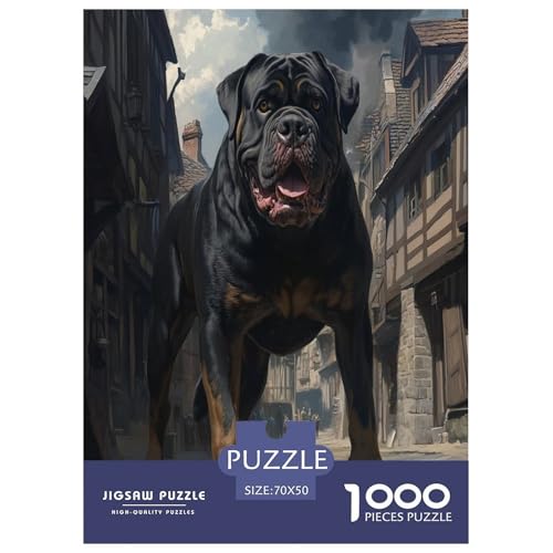 Rottweiler Puzzle 1000-teilige Schwer Puzzle Spielzeug Lernspiel Impossible Herausforderungsspielzeug Für Erwachsene Und Kinder Ab 14 Jahren 70x50cm/1000pcs von RJAVAGFZL