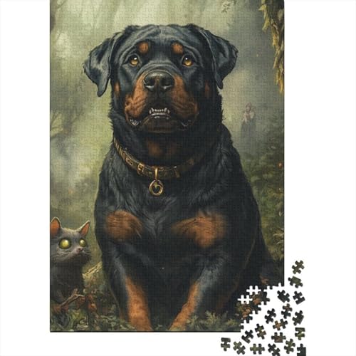 Rottweiler Puzzles 1000 Teile Schwer Puzzle Spielzeug Pädagogisches Spiel Impossible Herausforderungsspielzeug Für Erwachsene Und Kinder in Bewährter 1000pcs (75x50cm) von RJAVAGFZL