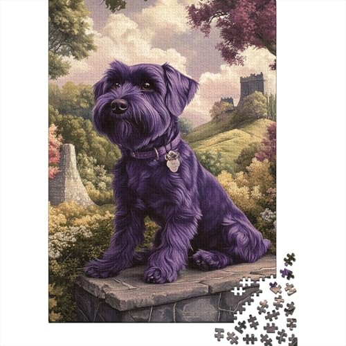 Schnauzer Puzzle 1000-teilige Schwer Puzzle Spielzeug Lernspiel Impossible Herausforderung Spielzeug Für Erwachsene Kinder 1000pcs (75x50cm) von RJAVAGFZL
