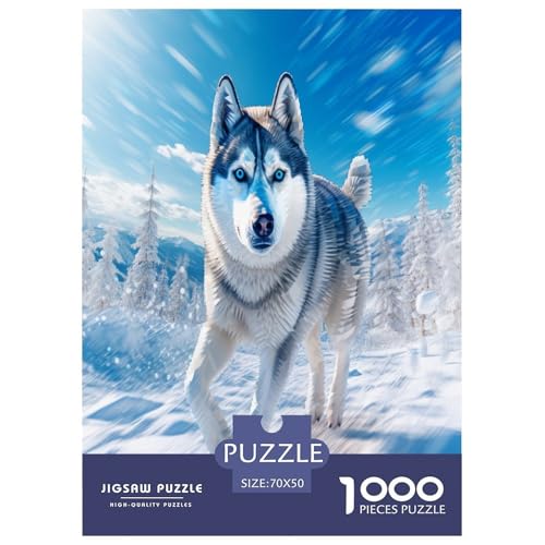 SchneehuskyPuzzles 1000 Teile Schwer Puzzle Spielzeug Pädagogisches Spiel Impossible Herausforderung Spielzeug Für Erwachsene Kinder 70x50cm/1000pcs von RJAVAGFZL