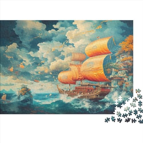 Segelschiff 1000 Teile, Impossible Puzzle,Geschicklichkeitsspiel Für Die Ganze Familie, Erwachsenenpuzzle Ab 14 Jahren Puzzel 1000pcs (75x50cm) von RJAVAGFZL