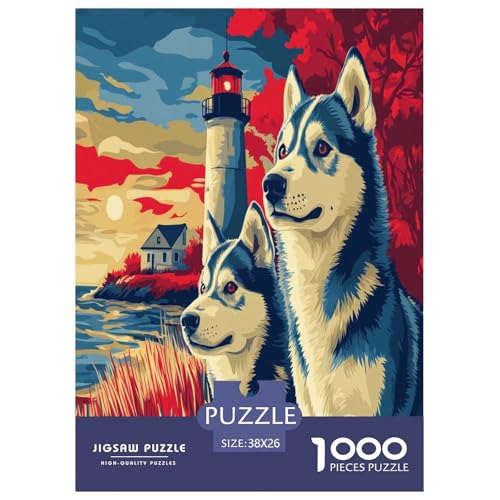 Sibirischer HuskyPuzzles 1000 Teile Schwer Puzzle Spielzeug Pädagogisches Spiel Impossible Herausforderungsspielzeug Für Erwachsene Kinder 38x26cm/1000pcs von RJAVAGFZL