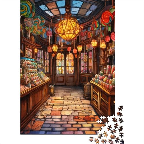 Süßigkeitenladen Puzzle 1000-teilige Schwer Puzzle Spielzeug Pädagogisches Spiel Impossible Herausforderungsspielzeug Für Erwachsene Kinder 1000pcs (75x50cm) von RJAVAGFZL