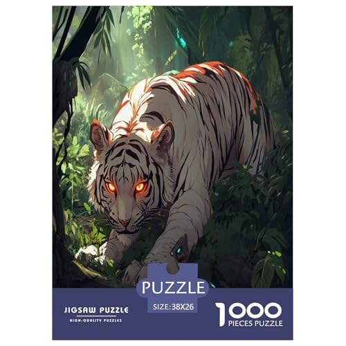 Tiger Puzzle 1000 Teile Schwer Puzzle Spielzeug Pädagogisches Spiel Impossible Herausforderung Spielzeug Für Erwachsene Kinder 38x26cm/1000pcs von RJAVAGFZL