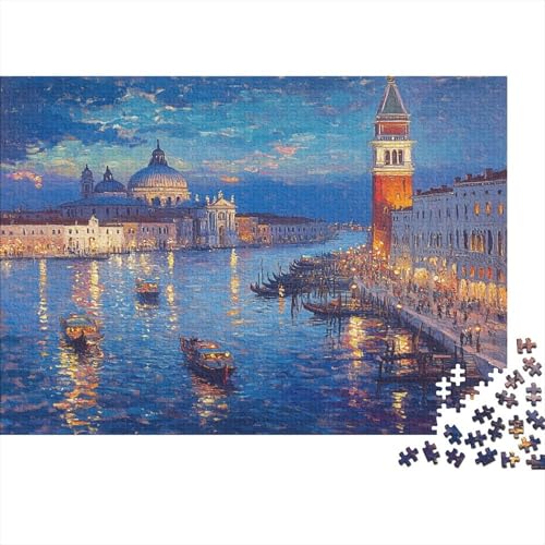 Venedig Water City 1000 Stück Puzzles Für Erwachsene Teenager Stress Abbauen Familien-Puzzlespiel Mit Poster in 1000-teiliges Puzzle Kinder Lernspiel Spielzeug Geschenk Puzzel 1000pcs (75x50cm) von RJAVAGFZL