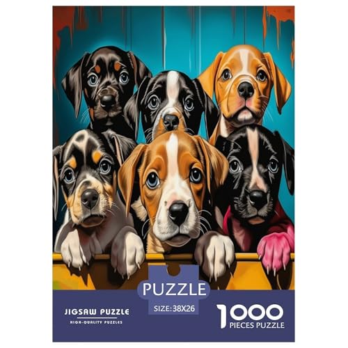 Welpen Puzzle 1000-teilige Schwer Puzzle Spielzeug Pädagogisches Spiel Impossible Herausforderungsspielzeug Für Erwachsene Kinder 38x26cm/1000pcs von RJAVAGFZL