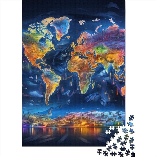 Weltkarte Puzzle 1000-teilige Schwer Puzzle Spielzeug Pädagogisches Spiel Impossible Herausforderungsspielzeug Für Erwachsene Kinder 1000pcs (75x50cm) von RJAVAGFZL