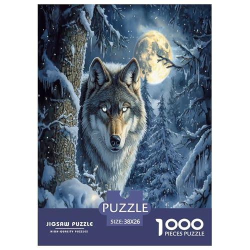 Wolf Puzzle 1000-teilige Schwer Puzzle Spielzeug Lernspiel Impossible Herausforderungsspielzeug Für Erwachsene Und Kinder Ab 14 Jahren 38x26cm/1000pcs von RJAVAGFZL