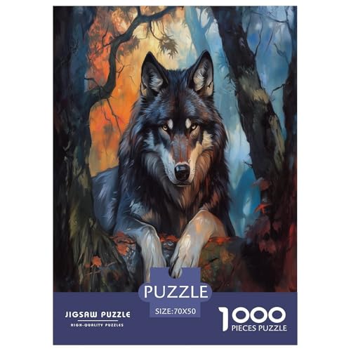 Wolf Puzzle 1000-teilige Schwer Puzzle Spielzeug Pädagogisches Spiel Impossible Herausforderungsspielzeug Für Erwachsene Kinder 70x50cm/1000pcs von RJAVAGFZL