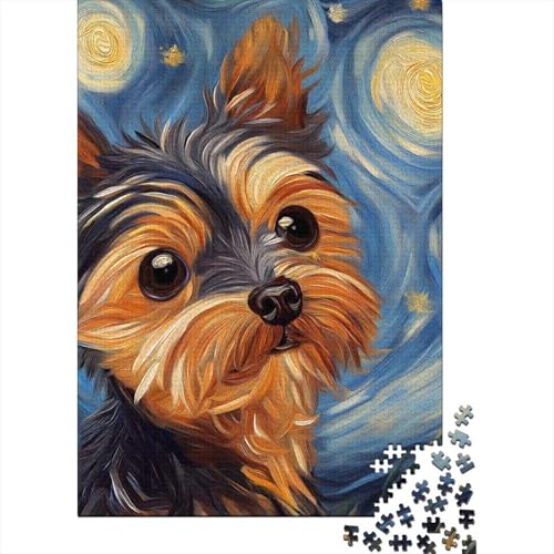 Yorkshire Terrier Puzzle 1000-teilige Schwer Puzzle Spielzeug Pädagogisches Spiel Impossible Herausforderungsspielzeug Für Erwachsene Kinder 1000pcs (75x50cm) von RJAVAGFZL