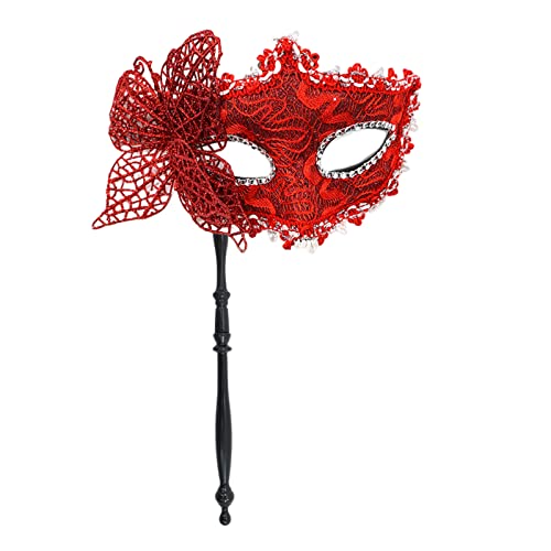 RKJRTK Venezianische Schmetterlingsmaske Frauen Maskerade Maske Halloween Partymaske Mit Haltest Stab Halbe Gesichtsmaske Mardi Gras Maske von RKJRTK