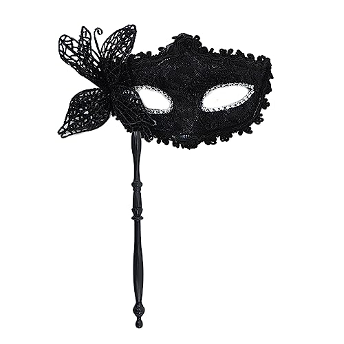 RKJRTK Venezianische Schmetterlingsmaske Frauen Maskerade Maske Halloween Partymaske Mit Haltest Stab Halbe Gesichtsmaske Mardi Gras Maske von RKJRTK