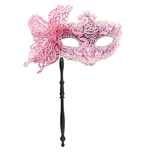 RKJRTK Venezianische Schmetterlingsmaske Frauen Maskerade Maske Halloween Partymaske Mit Haltest Stab Halbe Gesichtsmaske Mardi Gras Maske von RKJRTK