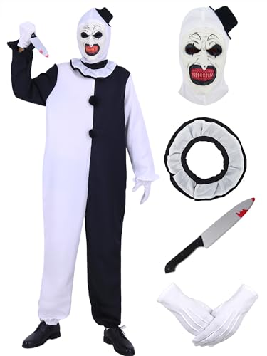Clown-Kostüm für Erwachsene, Kunst, Clowns, Cosplay, Body mit Maske, Handschuhen, Messer für gruseligen Killer, lustiges Outfit RK019-L Clown-Kostüm für Erwachsene, Kunst, Clowns, Cosplay, Body mit Maske, Handschuhen, Messer für gruseligen Killer, lustiges Outfit RK019-L von RKKVQP