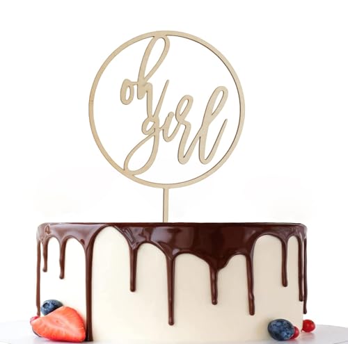 RKMYTR Oh Baby Tortenaufsatz – Holz-Baby-Party, Jubiläums- und Geschlechtsoffenbarung Dekorationen für Kuchen, Geburtstage und Feiern – 1,0 Count Rustikales Holz von RKMYTR