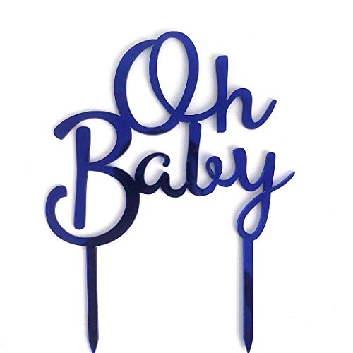RKMYTR Oh Birthdays Tortenaufsatz für Babyparty, Geschlecht Offenbarung Party – Lasergeschnittenes Acryl, blaue Dekoration für Geburtstage, Hochzeiten, Jubiläen und Feiern von RKMYTR