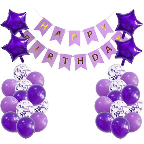 RKMYTR Premium lila Geburtstagsbanner & Ringelband Set - leichtes Papier Party Dekor für alle Altersgruppen, einfach zu montierende Indoor/Outdoor Feier Dekorationen RKMYTR Premium lila Geburtstagsbanner & Ringelband Set - leichtes Papier Party Dekor für alle Altersgruppen, einfach zu montierende Indoor/Outdoor Feier Dekorationen von RKMYTR